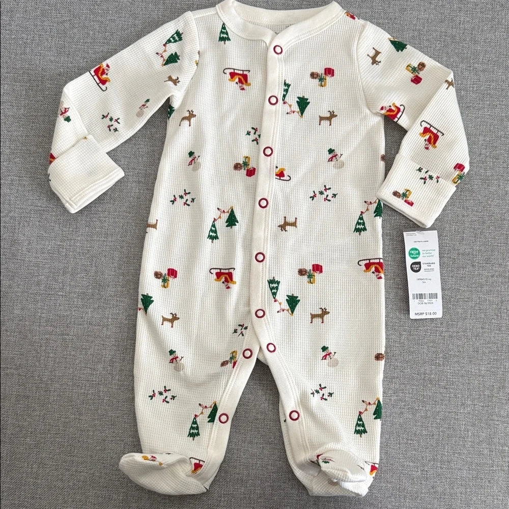 Carter's Cream Holiday Pattern Footie